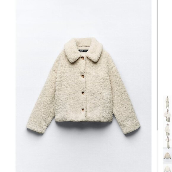 ZARA FAUX SHEARLING JACKET Size L NEW WITH TAG! - Picture 7 of 12